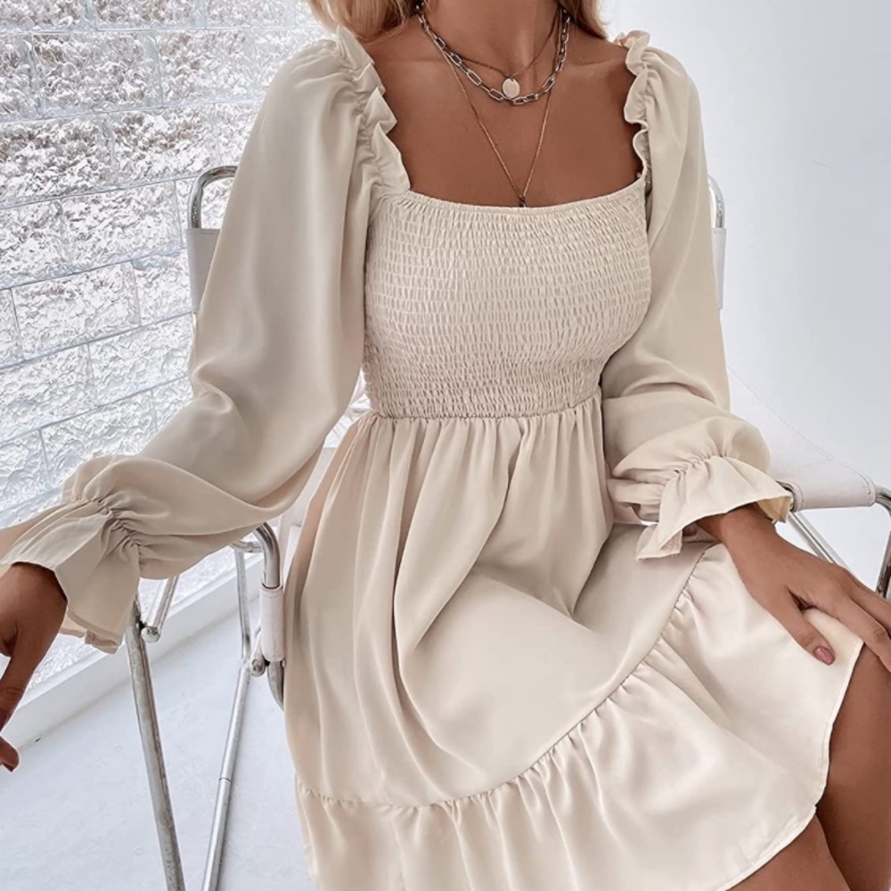 Ruffle long sleeve mini dress